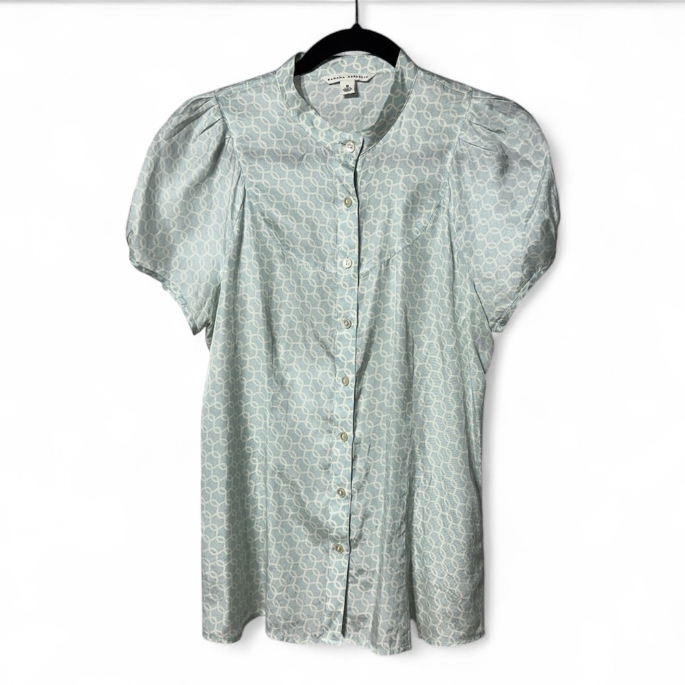Banana Republic Light Blue Patterned Blouse